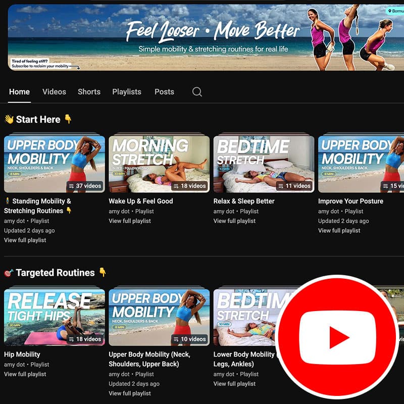 amy dot mobility & stretching coach on YouTube